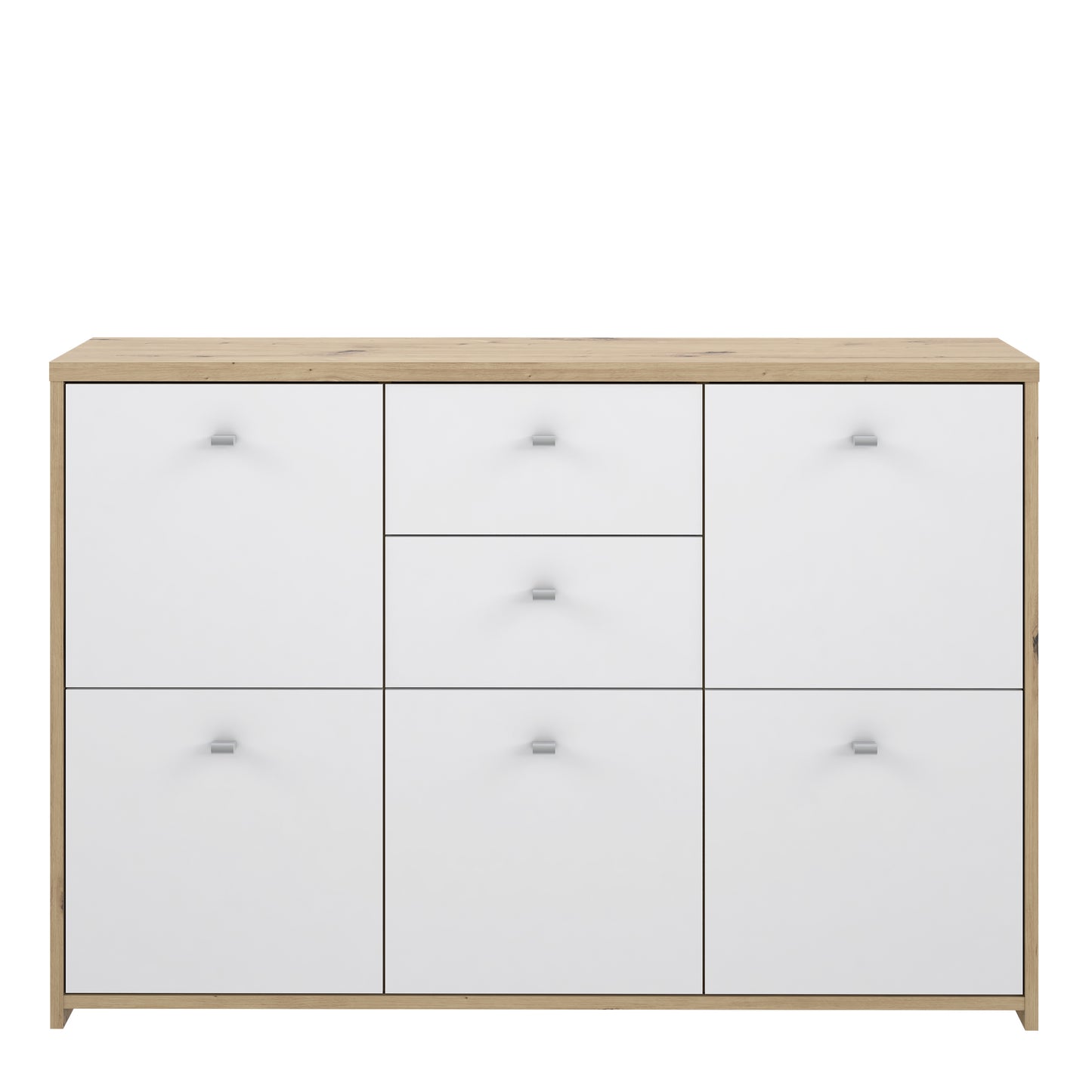 Best Chest Storage Cabinet with 2 Drawers and 5 Doors in Artisan Oak/White