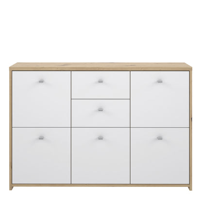 Best Chest Storage Cabinet with 2 Drawers and 5 Doors in Artisan Oak/White