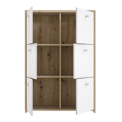 Best Chest Storage Cabinet with 6 Doors in Artisan Oak/White