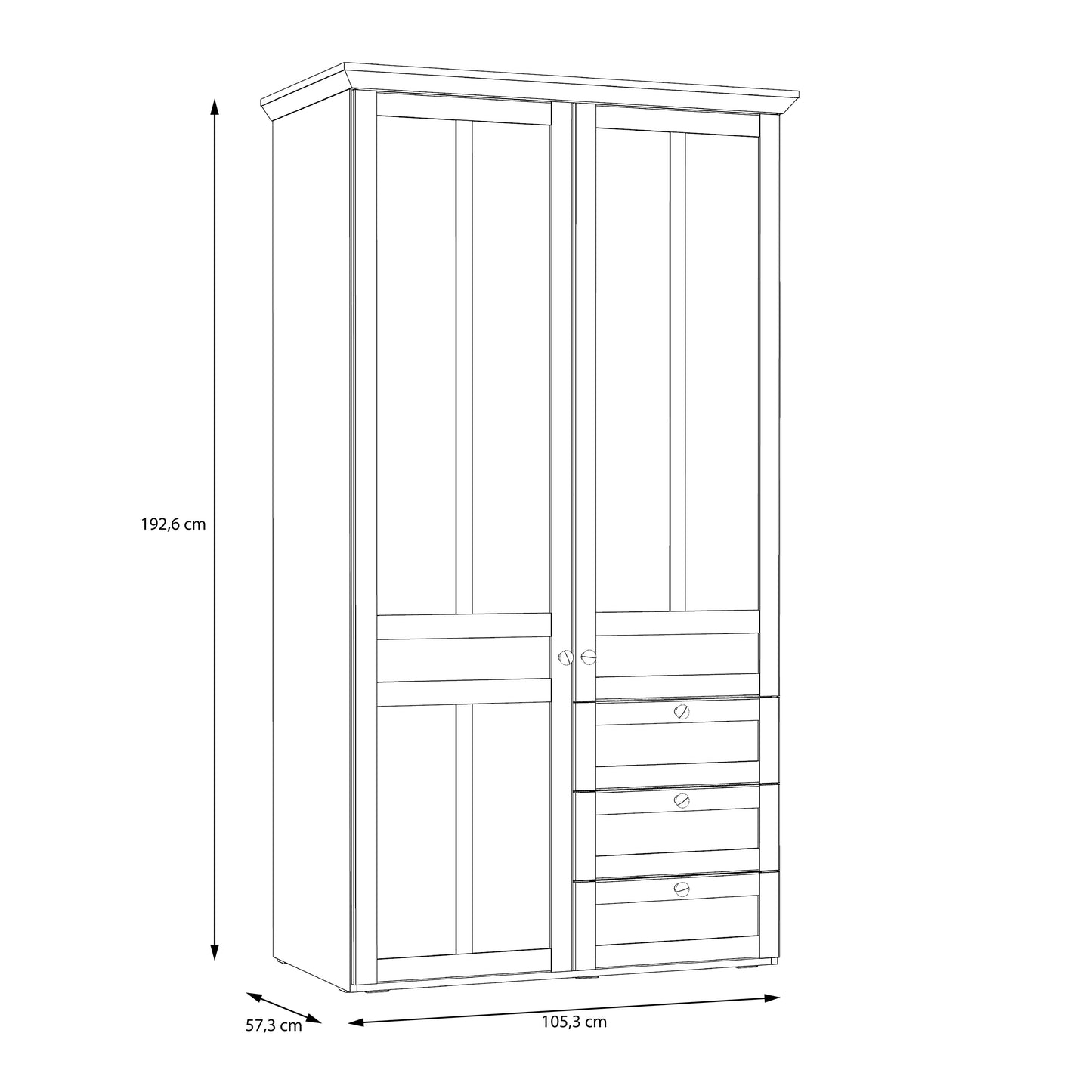 Iloppa 2 Door Wardrobe in Snowy Oak/Oak Nelson