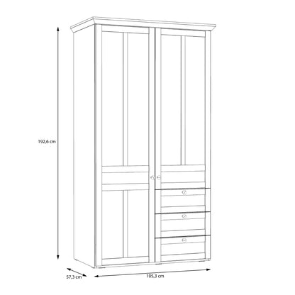 Iloppa 2 Door Wardrobe in Snowy Oak/Oak Nelson