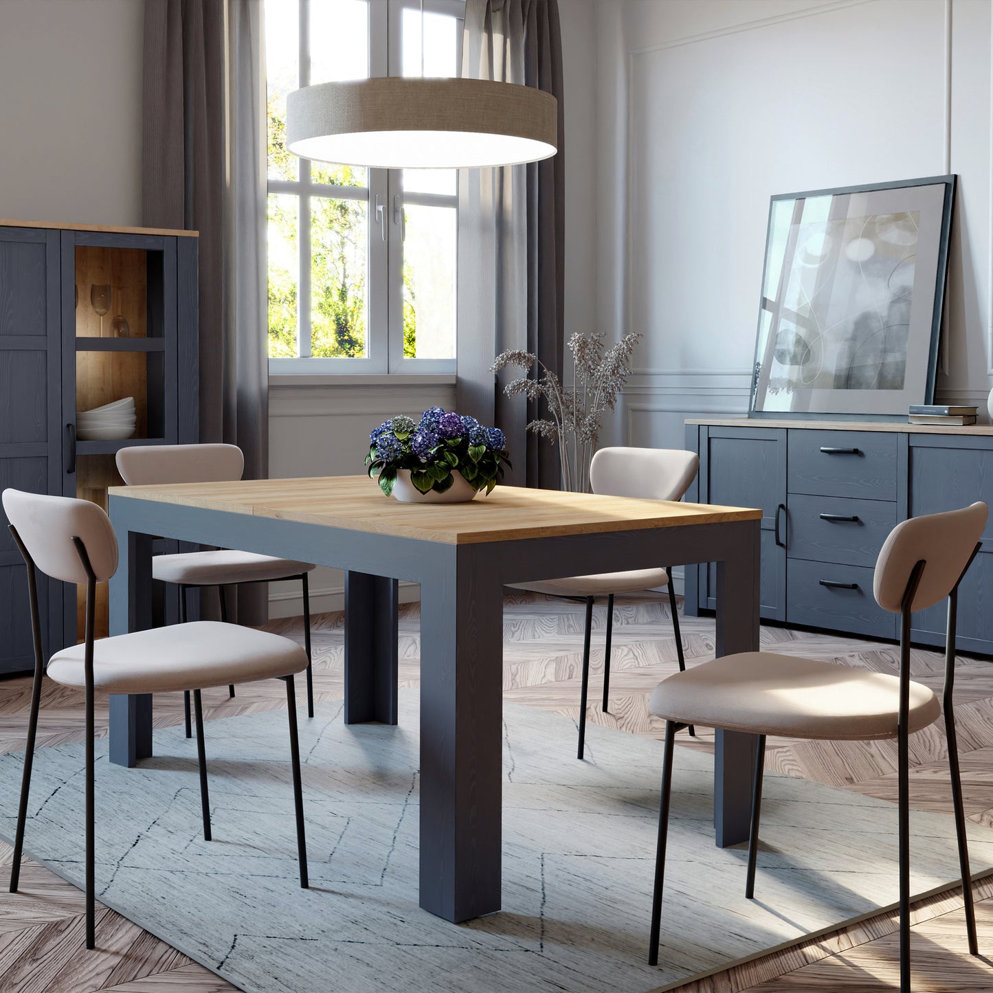 Bohol Extending Dining Table in Riviera Oak/Navy