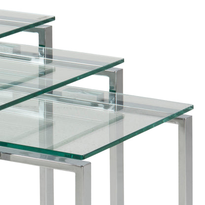 Katrine Nest of Tables with Glass Top Set of 3