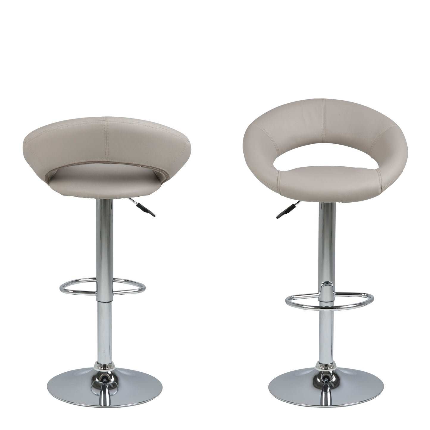 Plump Light Grey Swivel Bar Stool with Open Back