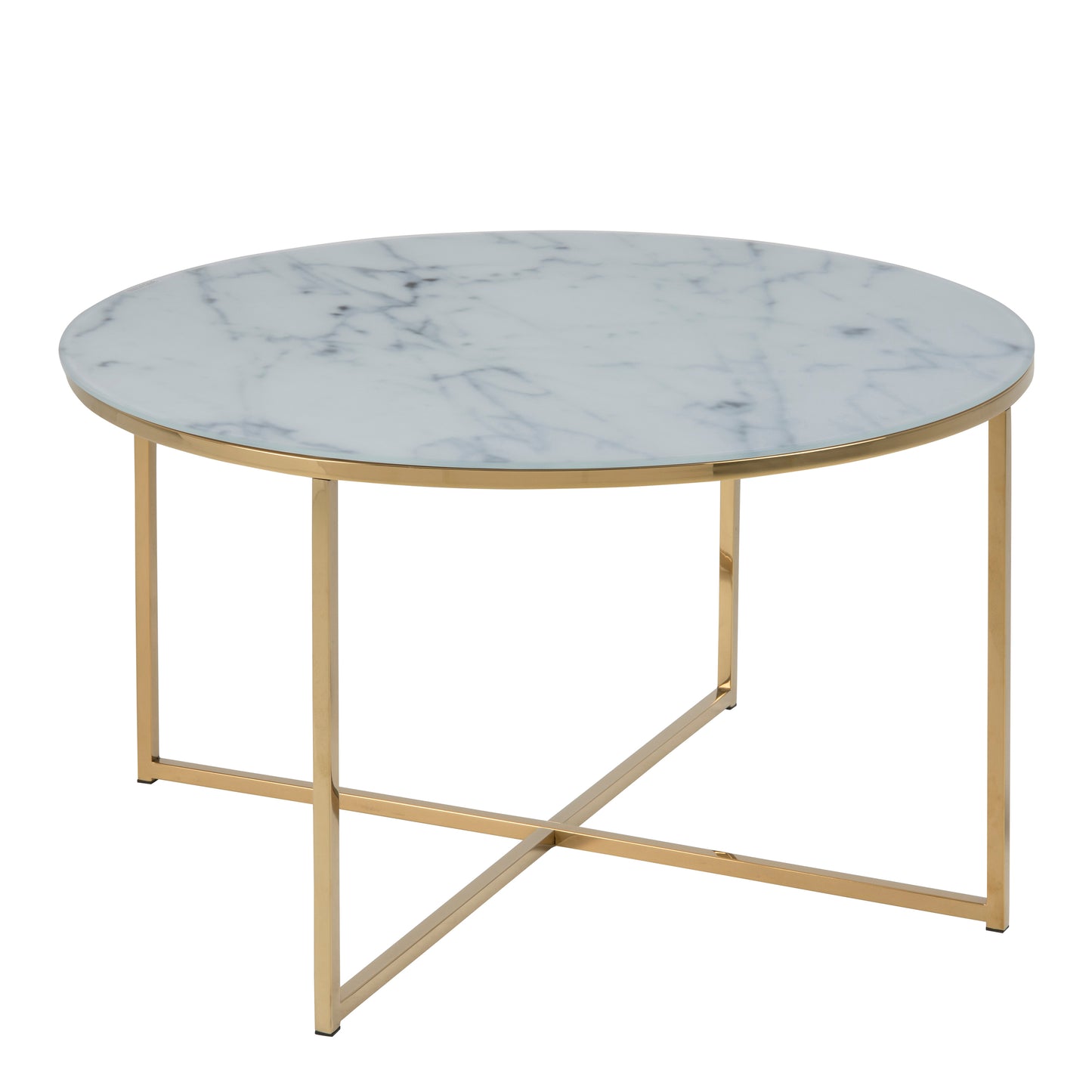 Alisma Round Coffee Table with White Marble Top & Gold Legs