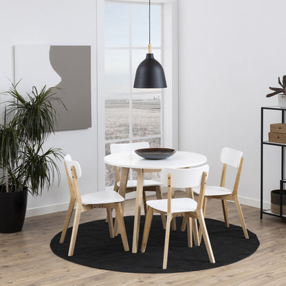 Raven Small Round Dining Table in White & Oak