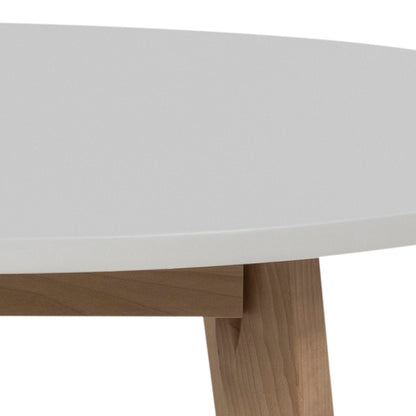 Raven Small Round Dining Table in White & Oak