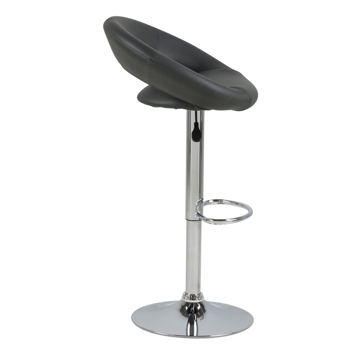 Plump Black Swivel Bar Stool with Open Back