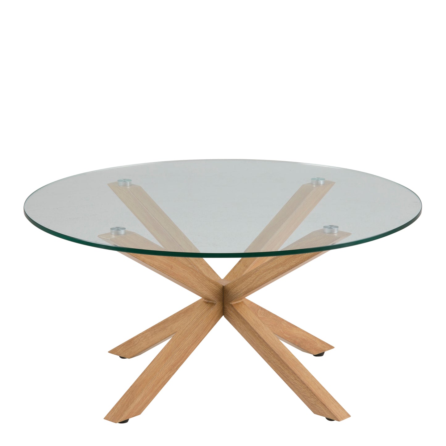 Heaven Round Coffee Table with Smoked Glass Top and Oak Legs