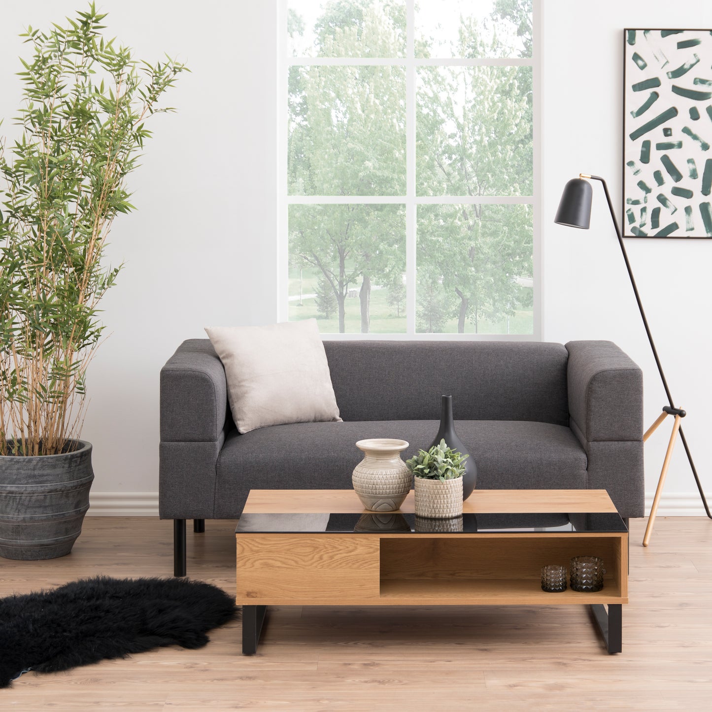 Azalea Lift Up Coffee Table in Black & Oak