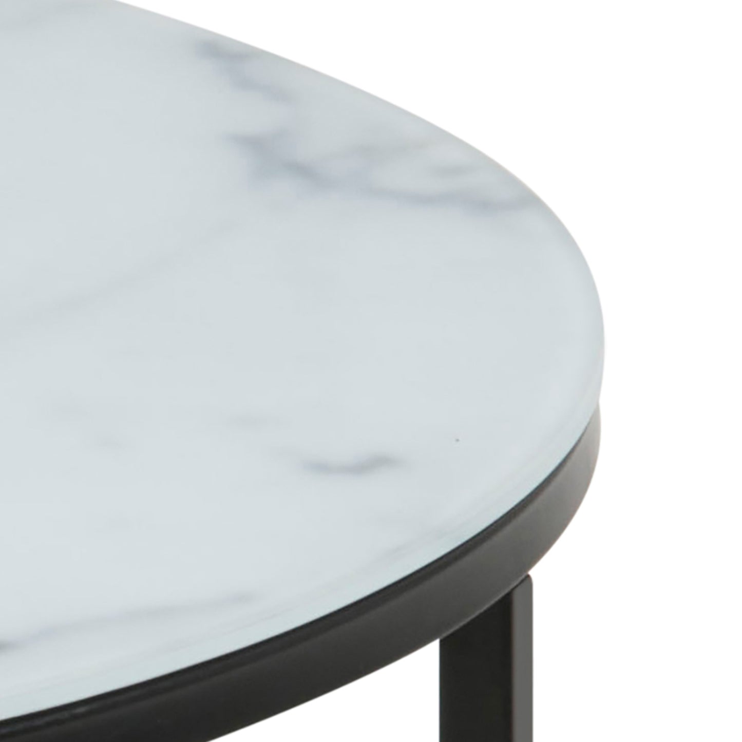 Alisma Round Coffee Table with Marble Effect Top & Black Legs