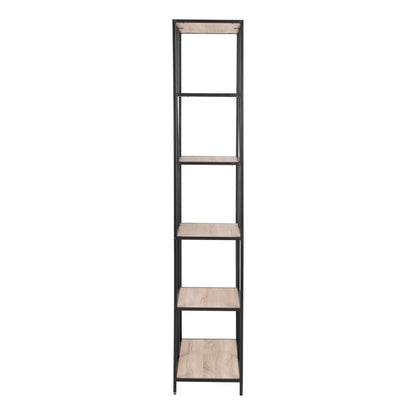 Seaford Tall Black Metal Bookcase with 5 Sonoma Oak Shelves