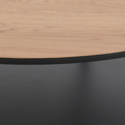 Goldington Round Coffee Table with Oak Top & Black Legs