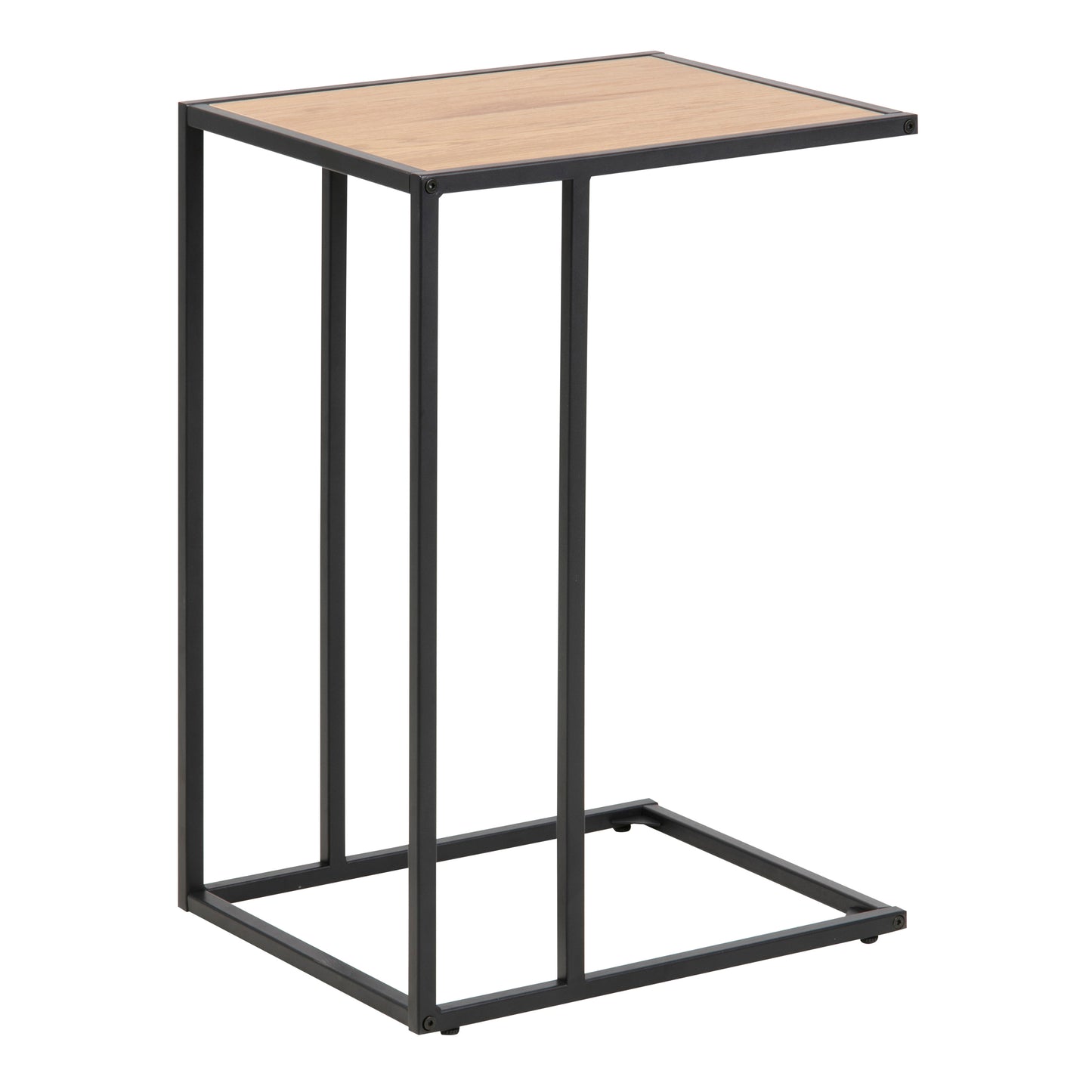 Seaford Black Metal Side Table with Oak Top