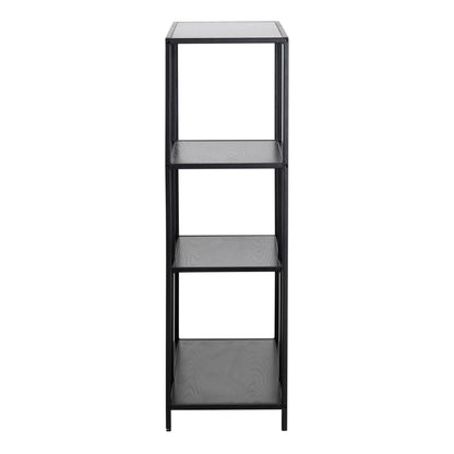 Seaford Black Metal Asymmetrical Bookcase with 3 Black Shelves