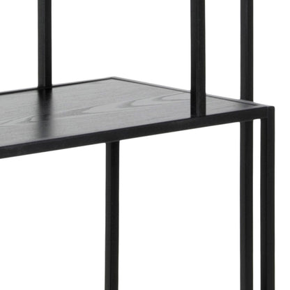 Seaford Tall Black Metal Bookcase with 5 Black Shelves