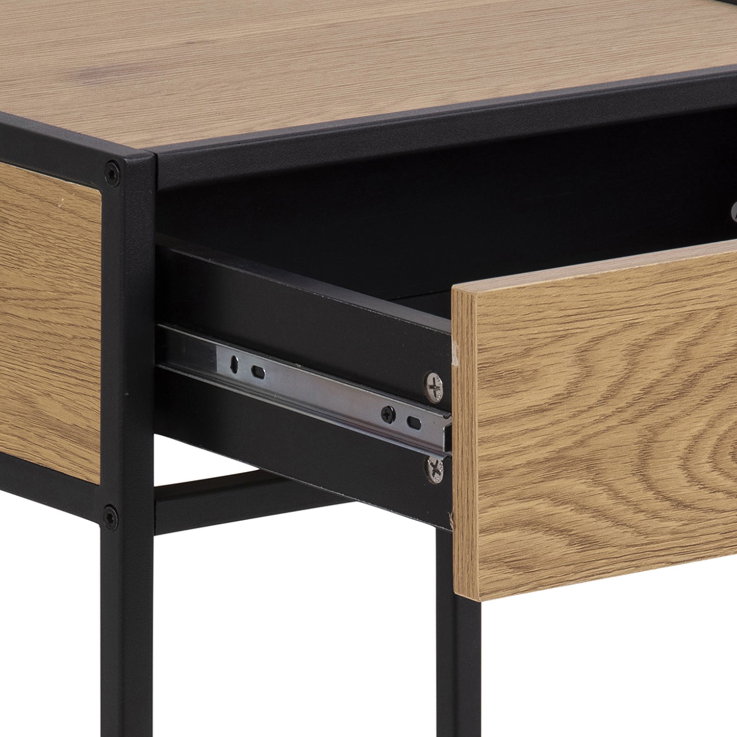 Seaford Bedside Table with 1 Drawer in Black & Oak