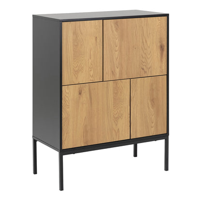 Seaford 4 Door Sideboard in Black & Oak