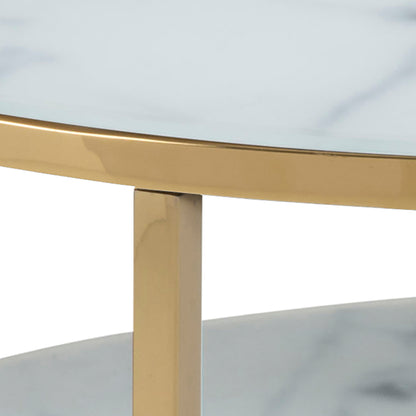 Alisma Round Coffee Table with Marble Effect Top & Gold Legs