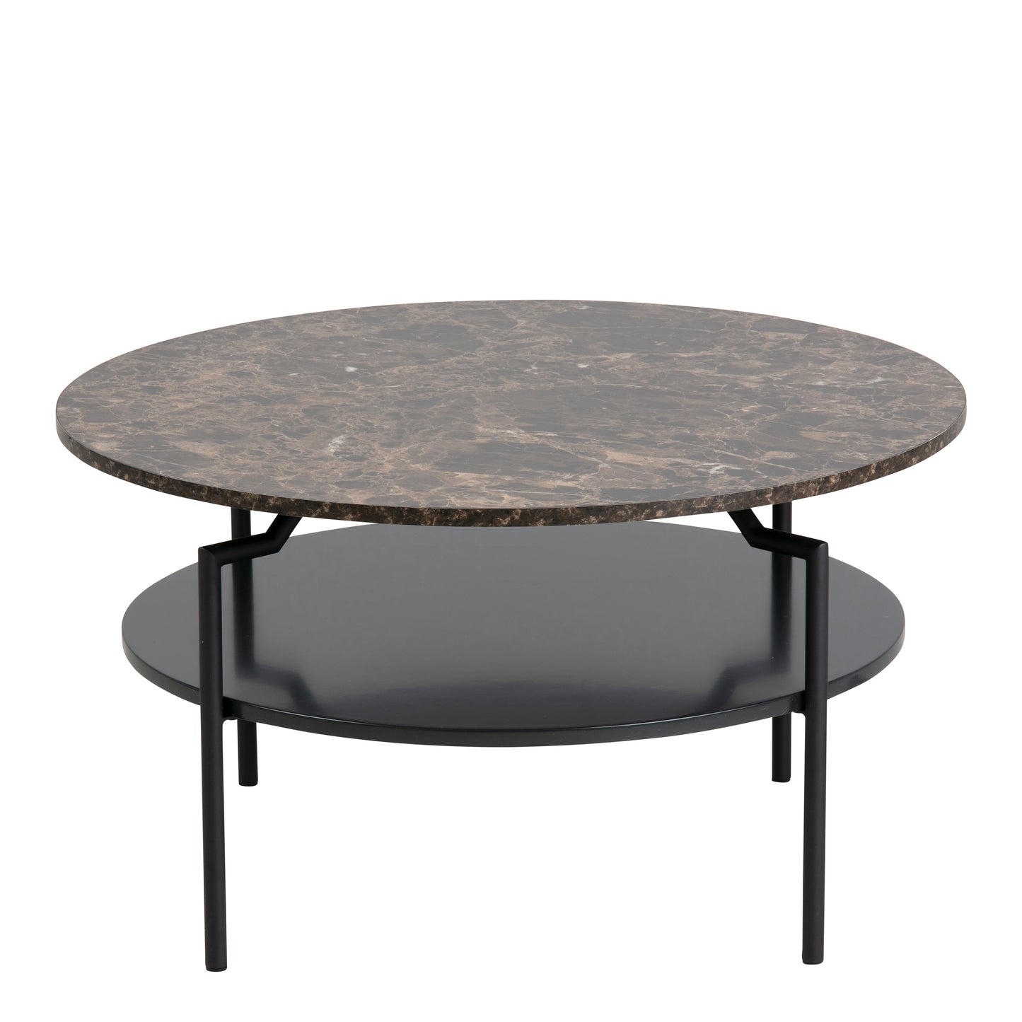 Goldington Round Coffee Table with Brown Marble Effect Top