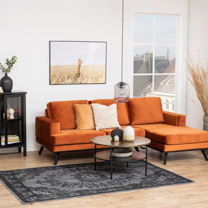 Goldington Round Coffee Table with Brown Marble Effect Top