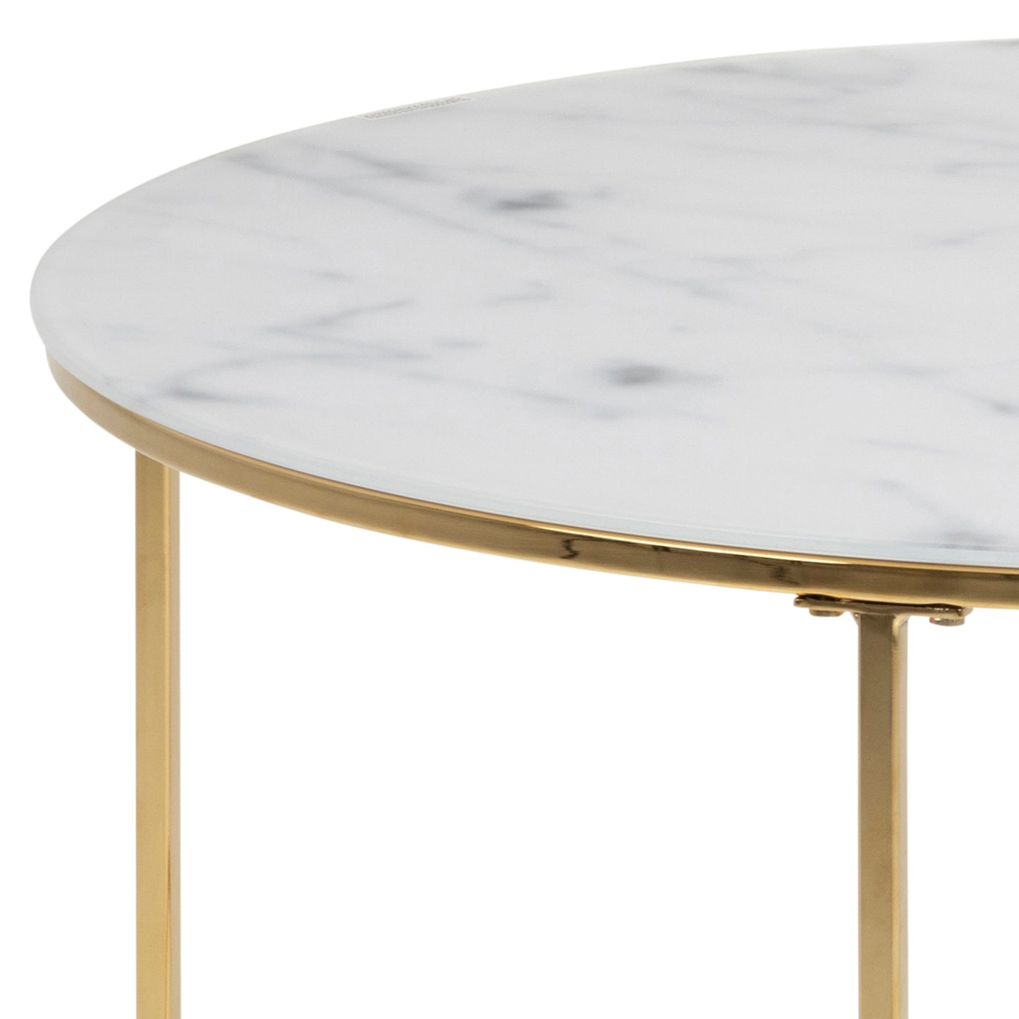 Bolton -A1 Round Coffee Table with White Marble Effect Top & Gold Base