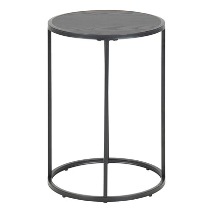 Seaford Black Metal Small Round Side Table with Black Top