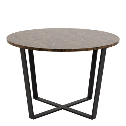 Amble Round Dining Table with Brown Marble Effect Top