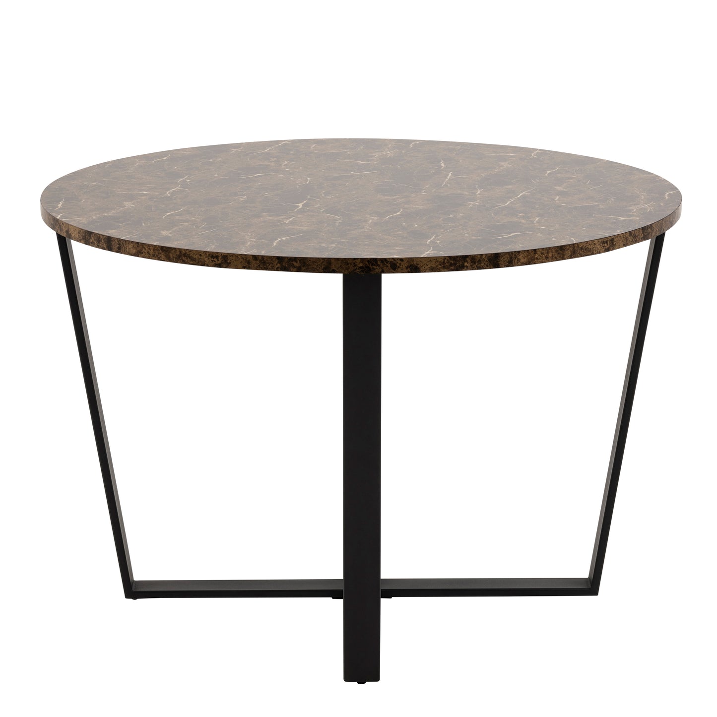 Amble Round Dining Table with Brown Marble Effect Top