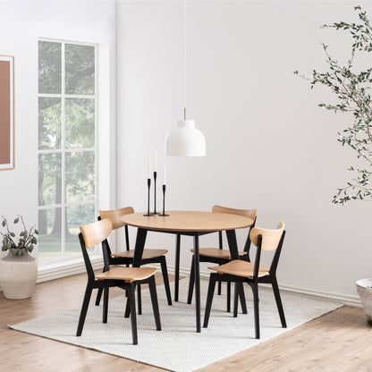 Roxby Round Dining Table in Oak & Black