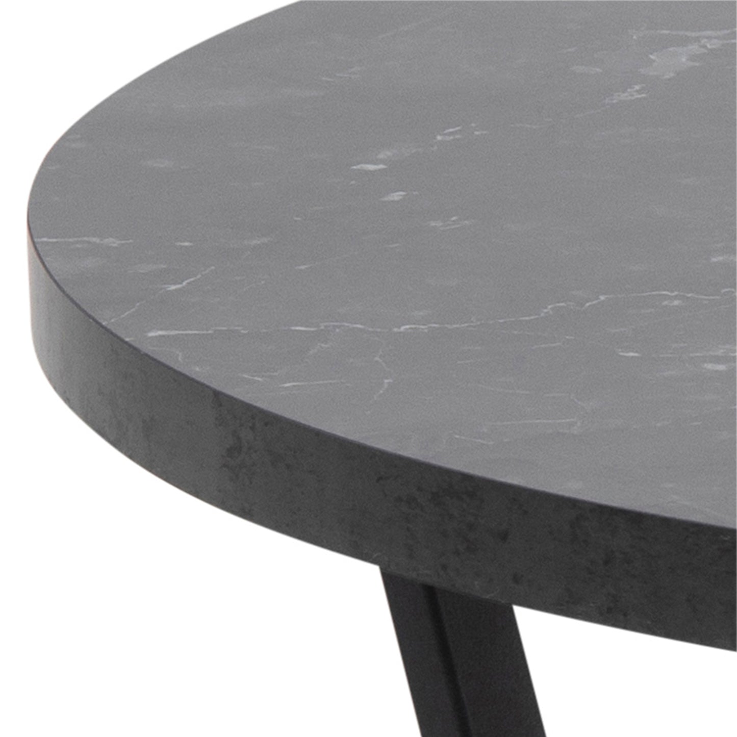 Amble Round Coffee Table with Black Marble Effect Top