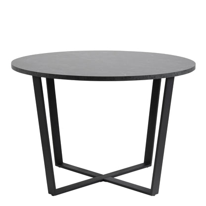 Amble Round Dining Table with Black Marble Effect Top