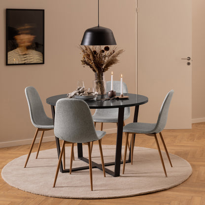 Amble Round Dining Table with Black Marble Effect Top