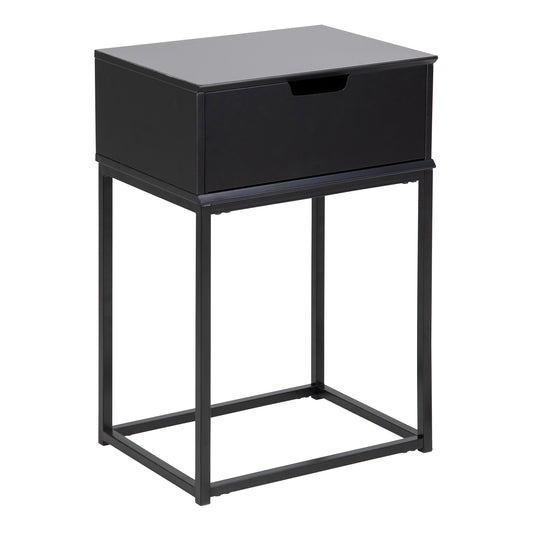 Mitra 1 Drawer Bedside Table in Black