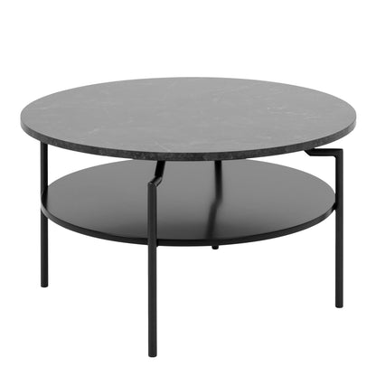 Goldington Round Coffee Table with Black Marble Effect Top