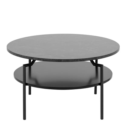 Goldington Round Coffee Table with Black Marble Effect Top