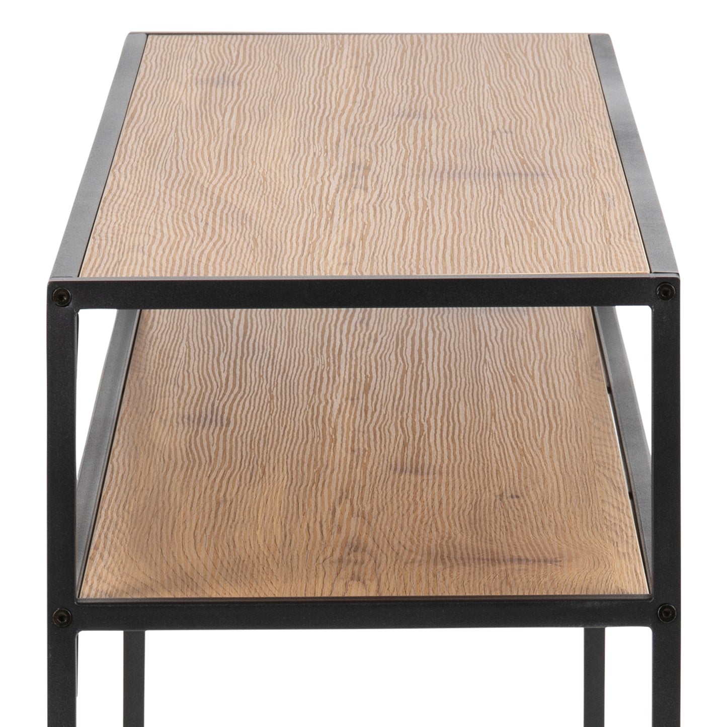 Seaford Black Metal Console Table With Oak Top