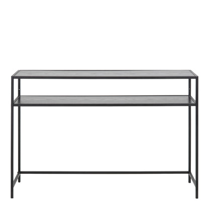 Seaford Black Metal Console Table With Black Top