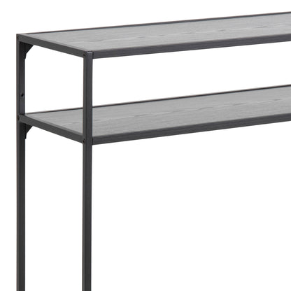 Seaford Black Metal Console Table With Black Top