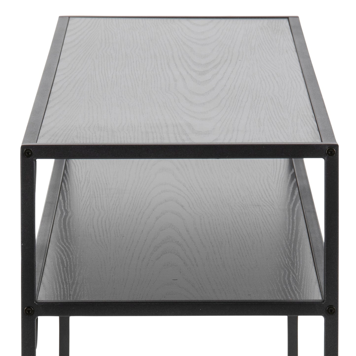 Seaford Black Metal Console Table With Black Top