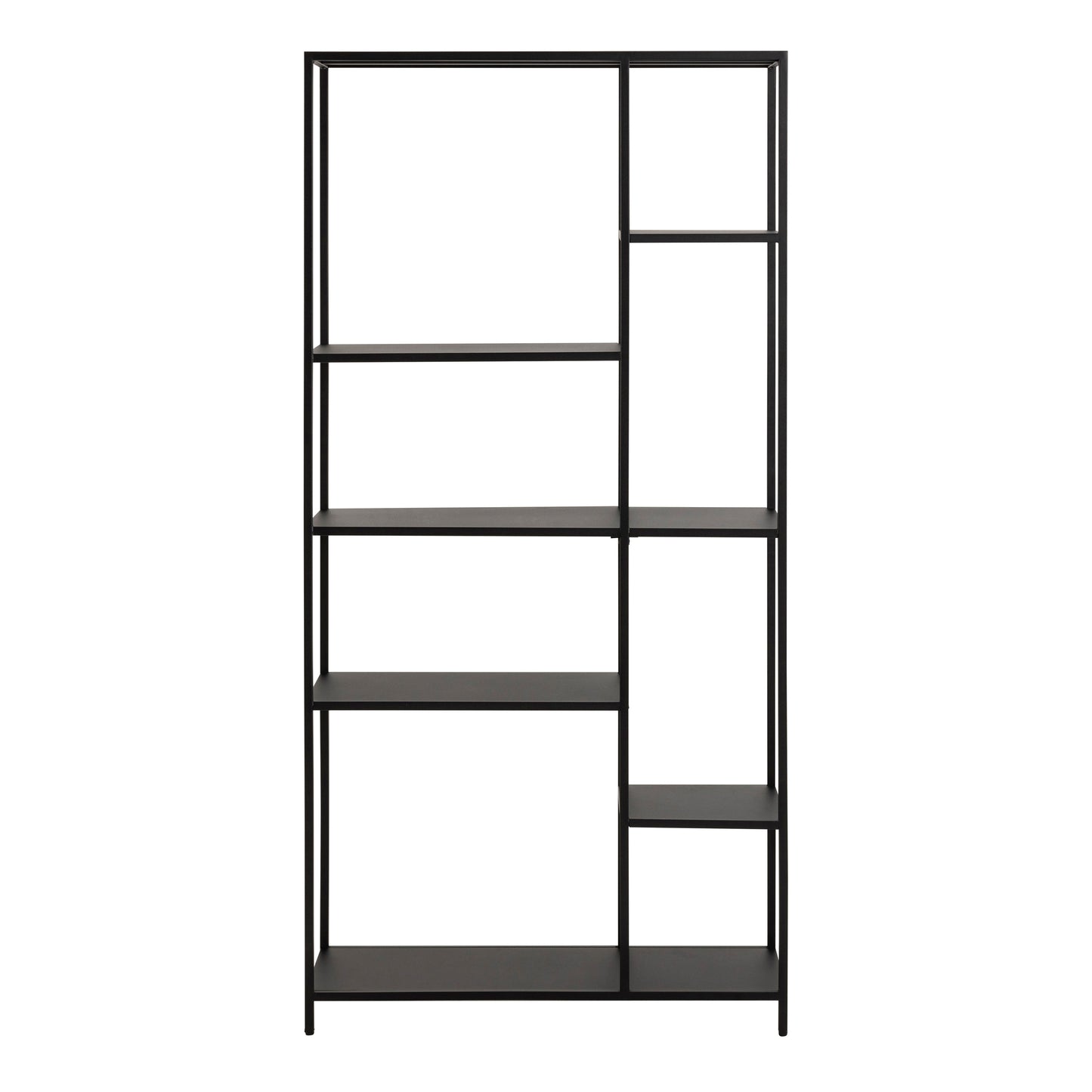 Newcastle Asymmetrical Bookcase with 6 Shelves in Matt Black