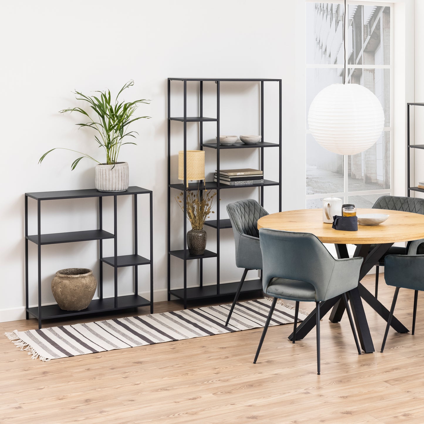 Newcastle Asymmetrical Bookcase with 3 Shelves in Matt Black