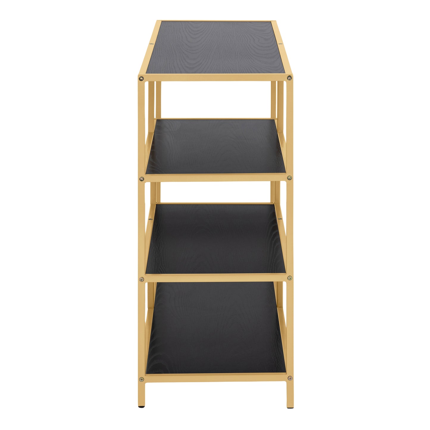 Seaford Wide Gold Metal Bookcase with 4 Black Shelves