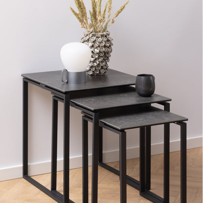 Katrine Nest of Tables in Black Set of 3