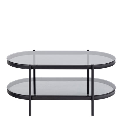 Bayonne Oval Coffee Table with Smoked Glass Top