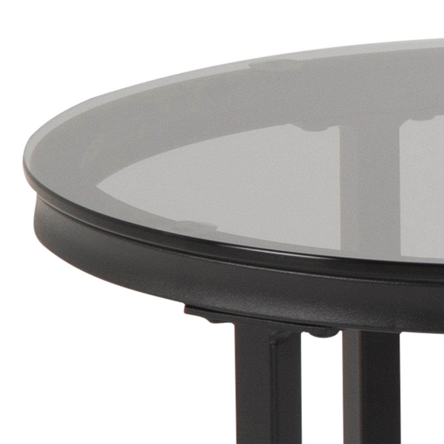 Spiro Round/Oval Coffee Table Set with Black Marble/Smoked Glass Top