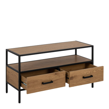 Seaford TV Unit 2 Drawers in Black & Oak