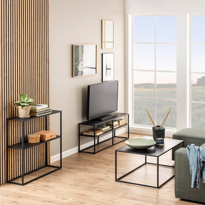 Newcastle Console Table with Open Shelf in Matt Black