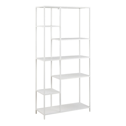 Newcastle Asymmetrical Bookcase with 6 Shelves in White