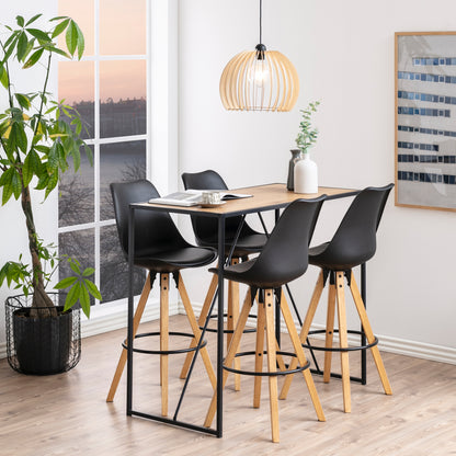 Seaford Black Metal Bar Table with Oak Top